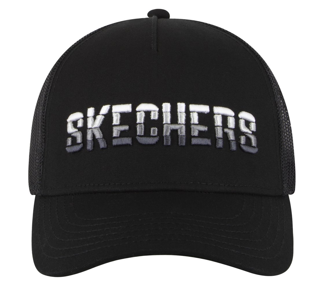 TEXTURED LOGO TRUCKER HAT, BLACK