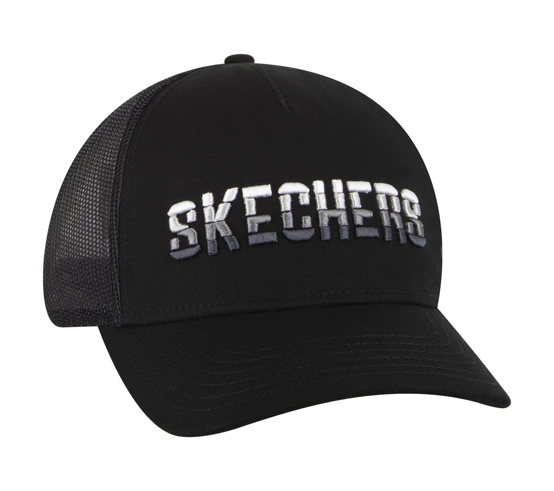 TEXTURED LOGO TRUCKER HAT, BLACK