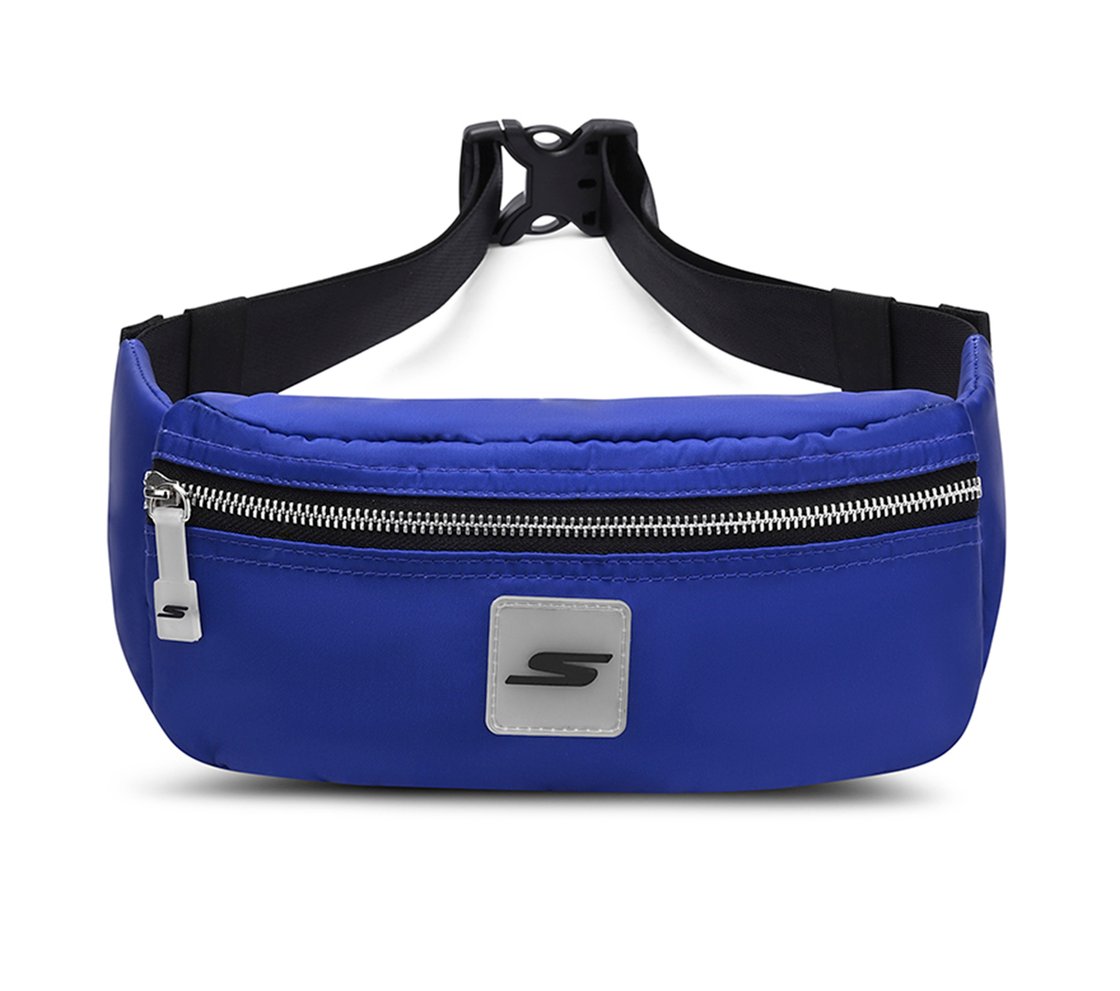 WAIST BAG WITH METALLIC ZIPPER, BLUE/GREEN Accessories Lateral View