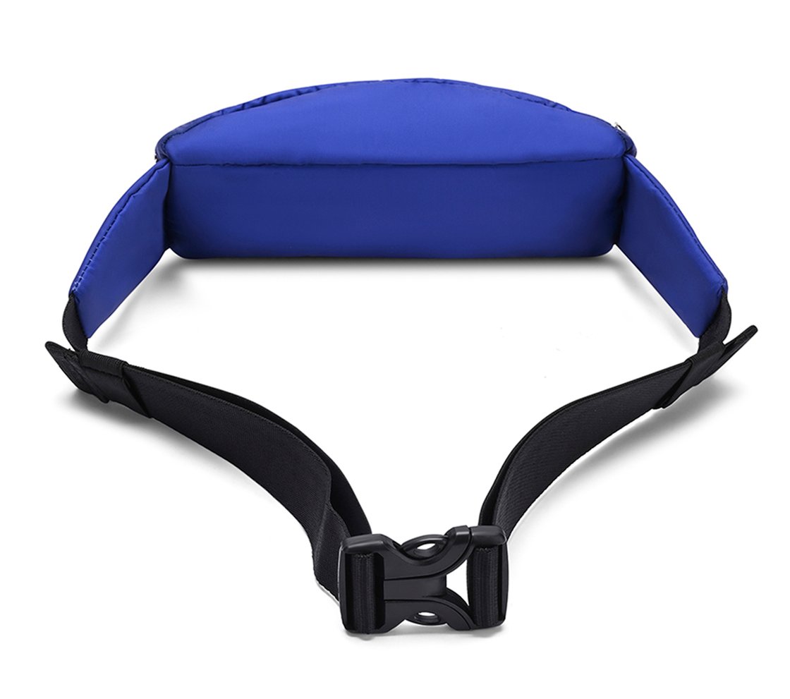 WAIST BAG WITH METALLIC ZIPPER, BLUE/GREEN
