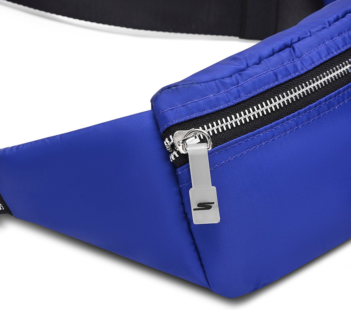 WAIST BAG WITH METALLIC ZIPPER, BLUE/GREEN