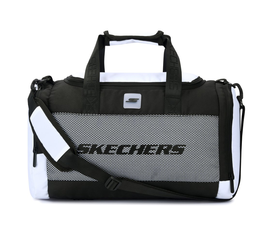 MONOCHROME DUFFLE BAG WITH MESH DETAILED, BLACK/WHITE Accessories Lateral View