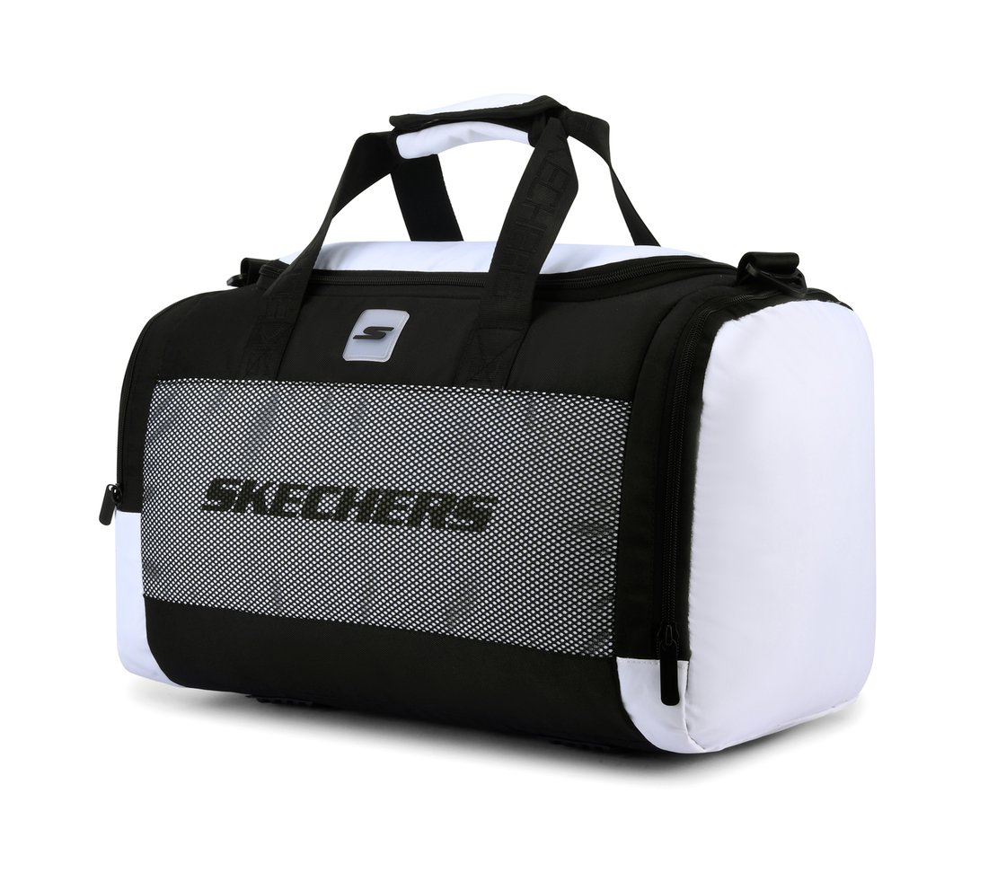 MONOCHROME DUFFLE BAG WITH MESH DETAILED, BLACK/WHITE