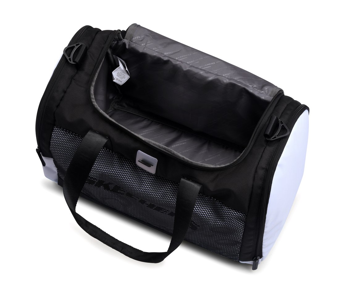 MONOCHROME DUFFLE BAG WITH MESH DETAILED, BLACK/WHITE Accessories Left View