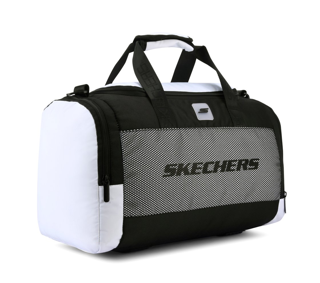 MONOCHROME DUFFLE BAG WITH MESH DETAILED, BLACK/WHITE Accessories Right View