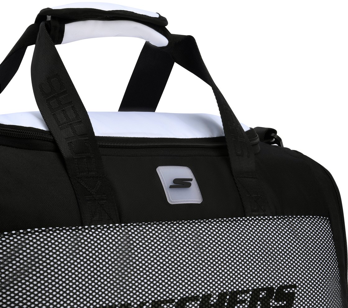MONOCHROME DUFFLE BAG WITH MESH DETAILED, BLACK/WHITE Accessories Right View