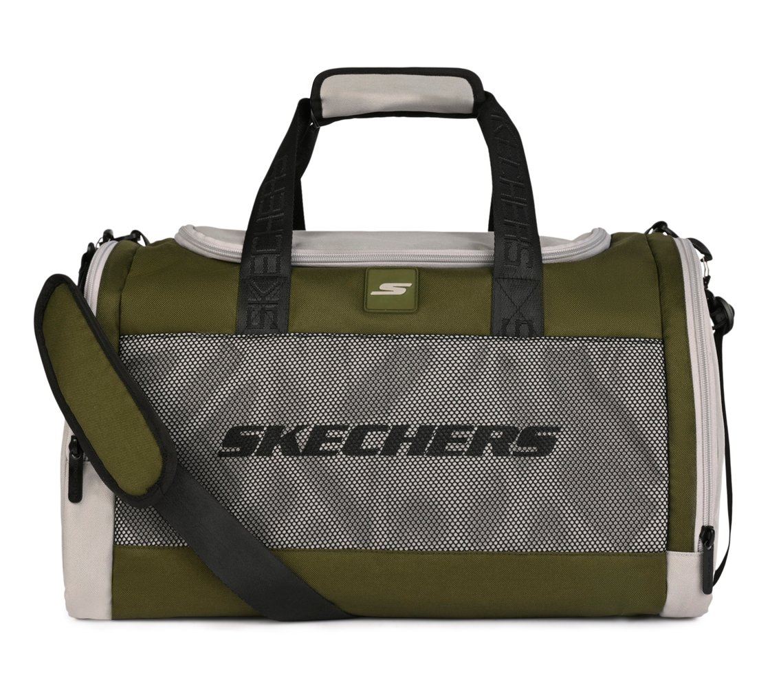MONOCHROME DUFFLE BAG WITH MESH DETAILED, OLIVE Accessories Lateral View