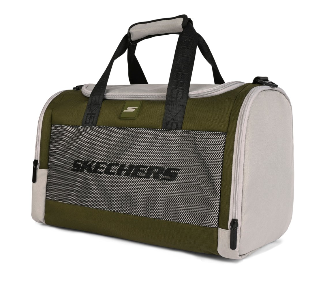 MONOCHROME DUFFLE BAG WITH MESH DETAILED, OLIVE Accessories Top View