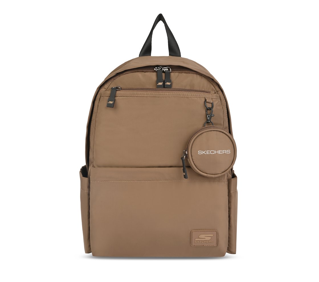 MICRO POLYESTER SINGLE COMPARTMENT & COIN POUCH BACKPACK, BROWN Accessories Lateral View