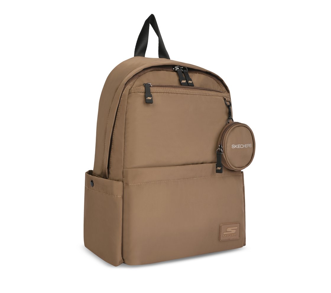 MICRO POLYESTER SINGLE COMPARTMENT & COIN POUCH BACKPACK, BROWN Accessories Top View