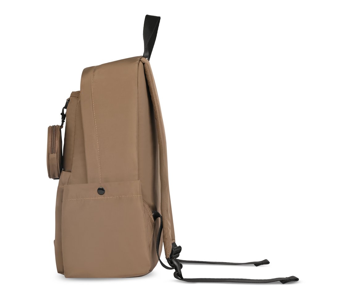 MICRO POLYESTER SINGLE COMPARTMENT & COIN POUCH BACKPACK, BROWN Accessories Bottom View