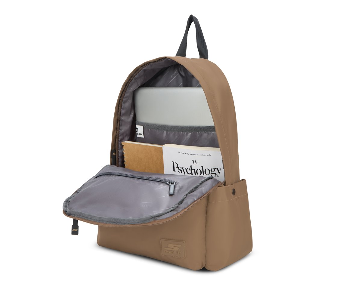 MICRO POLYESTER SINGLE COMPARTMENT & COIN POUCH BACKPACK, BROWN Accessories Right View