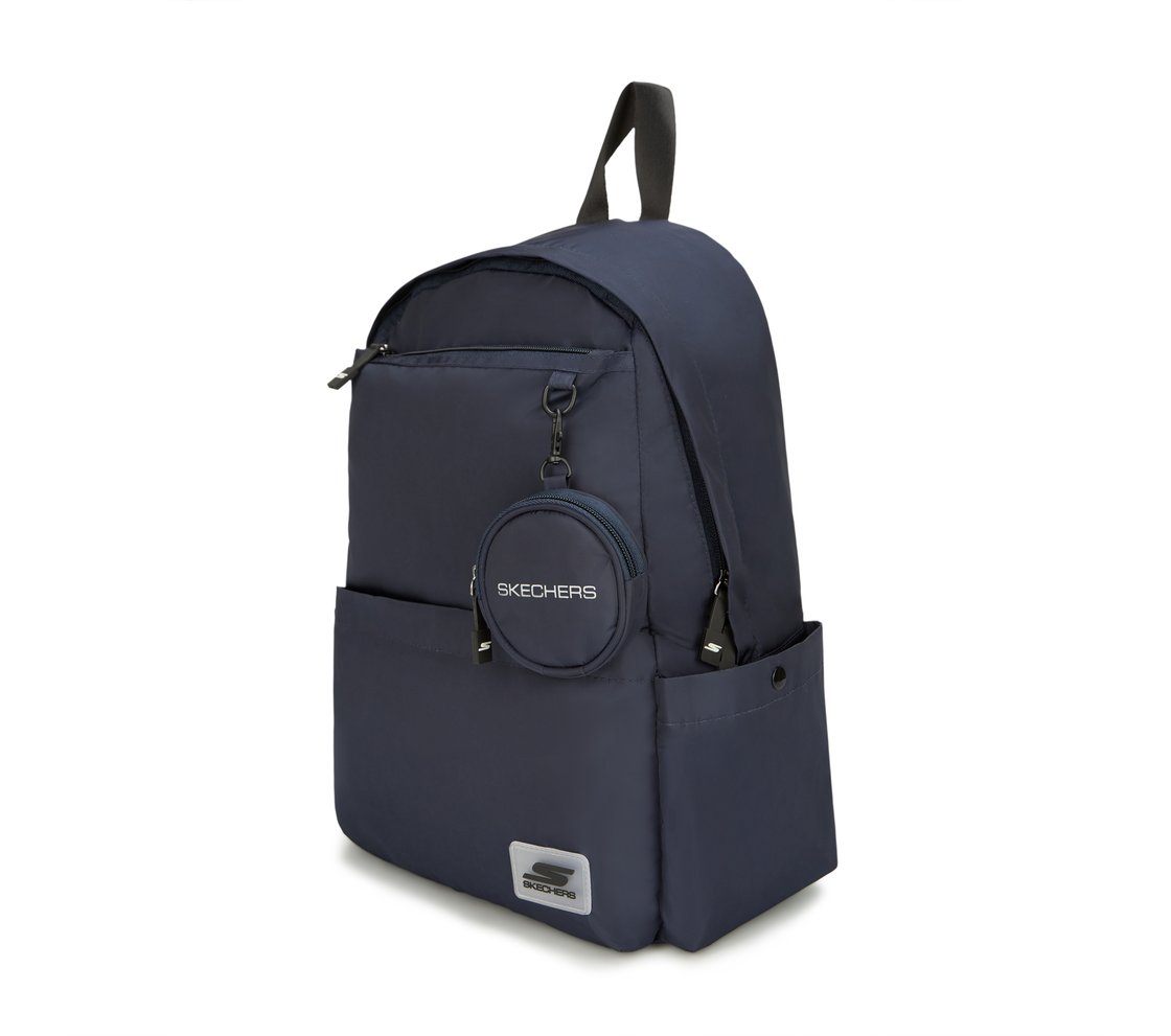 MICRO POLYESTER SINGLE COMPARTMENT & COIN POUCH BACKPACK, DARK NAVY Accessories Top View