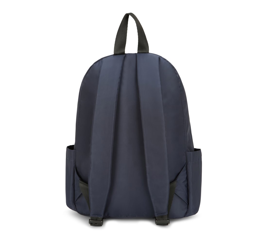 MICRO POLYESTER SINGLE COMPARTMENT & COIN POUCH BACKPACK, DARK NAVY Accessories Left View
