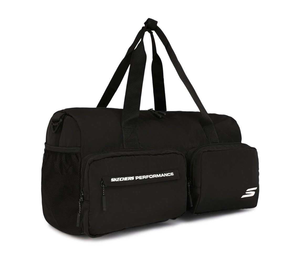 SKECHERS DUAL POCKET GYM DUFFEL, BLACK Accessories Top View