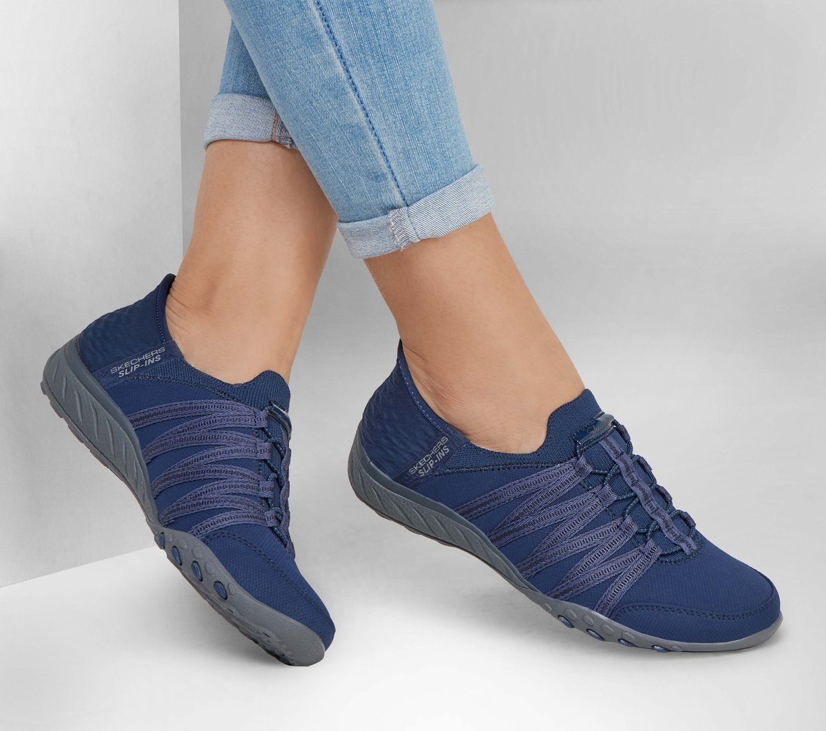 Skechers Slip-ins Relaxed Fit: Breathe-Easy - Roll-With-Me — NAVY
