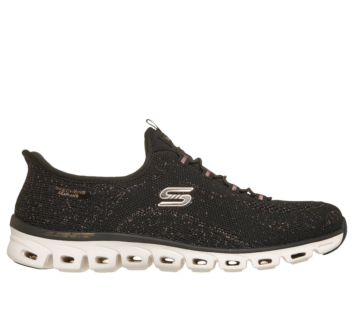 Skechers Slip-ins: Glide-Step - Copper Bloom — BLACK / ROSE GOLD