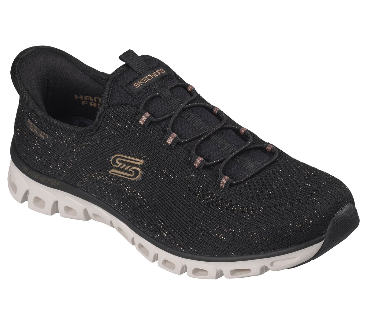 Skechers Slip-ins: Glide-Step - Copper Bloom — BLACK / ROSE GOLD