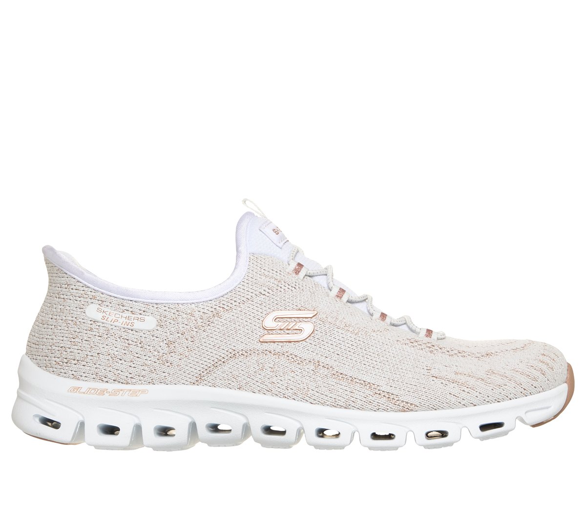 Skechers Slip-ins: Glide-Step - Copper Bloom — WHITE / ROSE GOLD