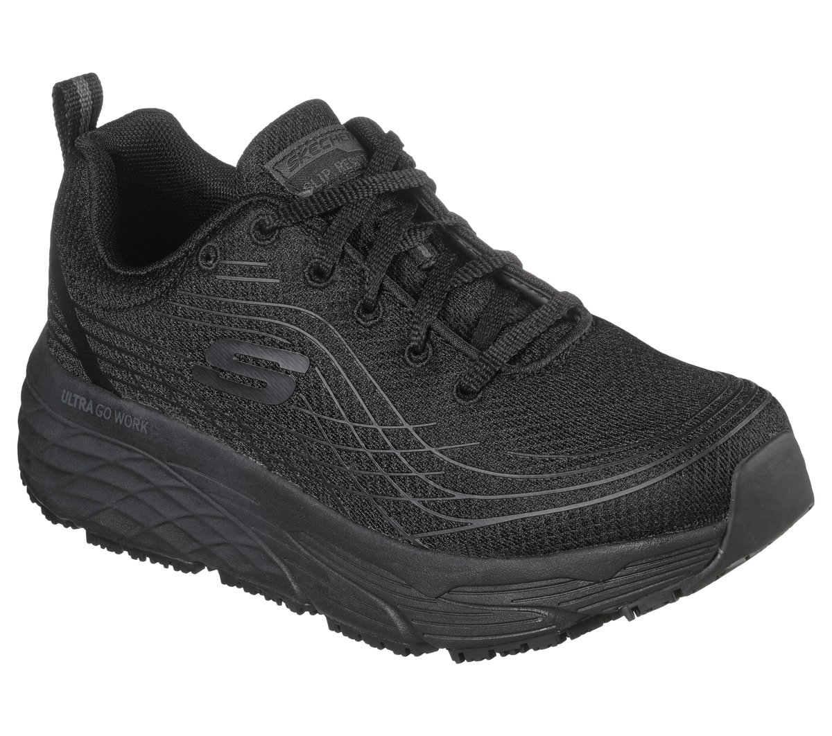 Work Slip-Resistant Relaxed Fit: Max Cushioning Elite — BLACK