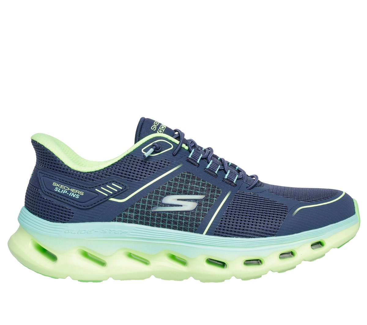 Skechers Slip-ins: GO WALK Glide-Step 2.0 - Elektra — NAVY / LIME