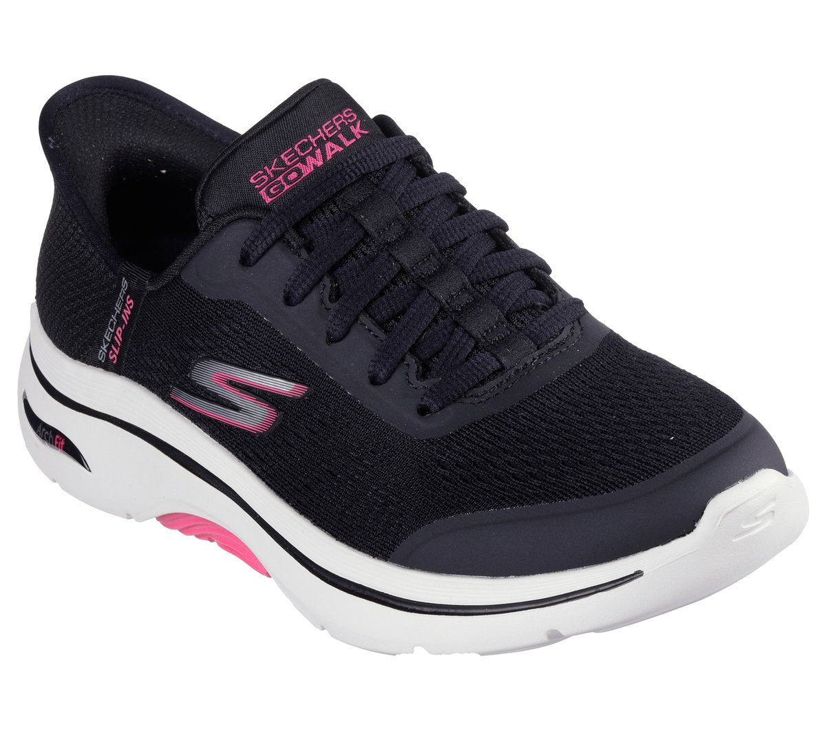 Skechers Slip-ins: GO WALK Arch Fit 2.0 — BLACK / HOT PINK