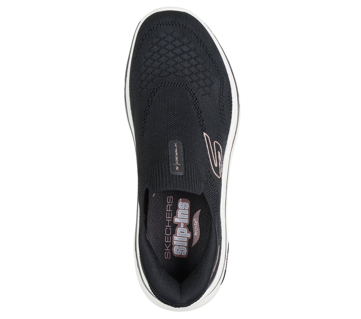 Skechers Slip-Ins: GO WALK Arch Fit 2.0 - Tatum — BLACK / ROSE GOLD
