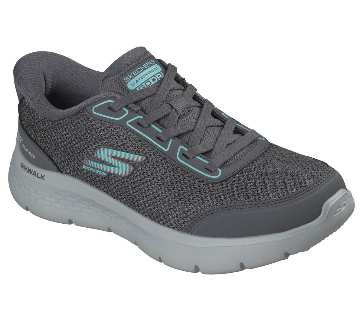 Skechers Slip-ins Waterproof: GO WALK Flex - Mabel — CHARCOAL / TURQUOISE