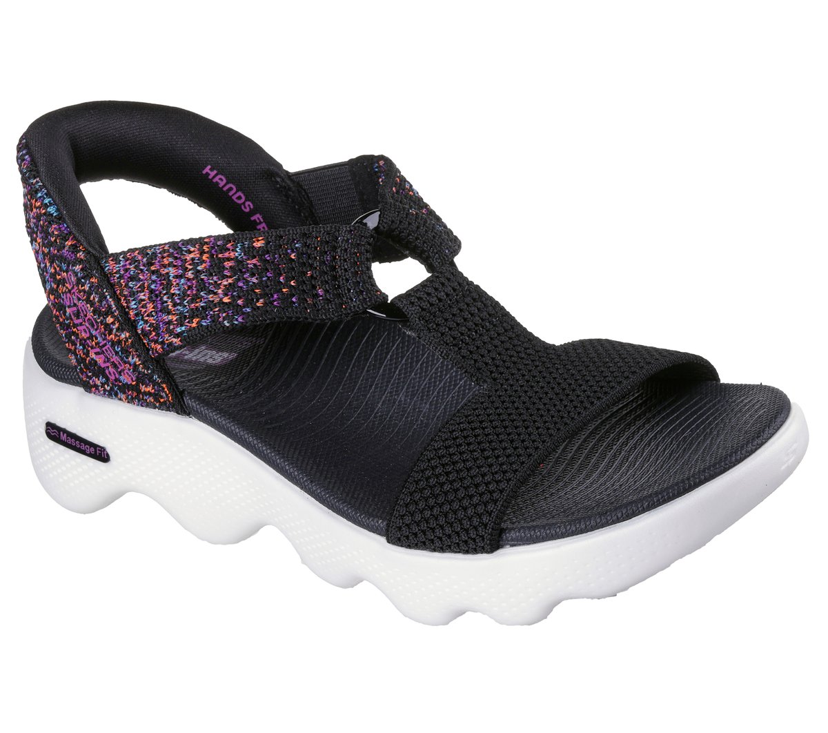 Skechers Slip-ins: GO WALK Massage Fit Sandal - Confetti Sky — BLACK / MULTI