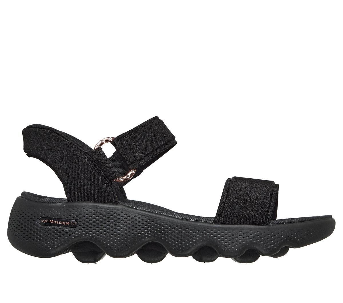 Skechers Slip-ins: GO WALK Massage Fit Sandal - Darcy — BLACK / ROSE GOLD