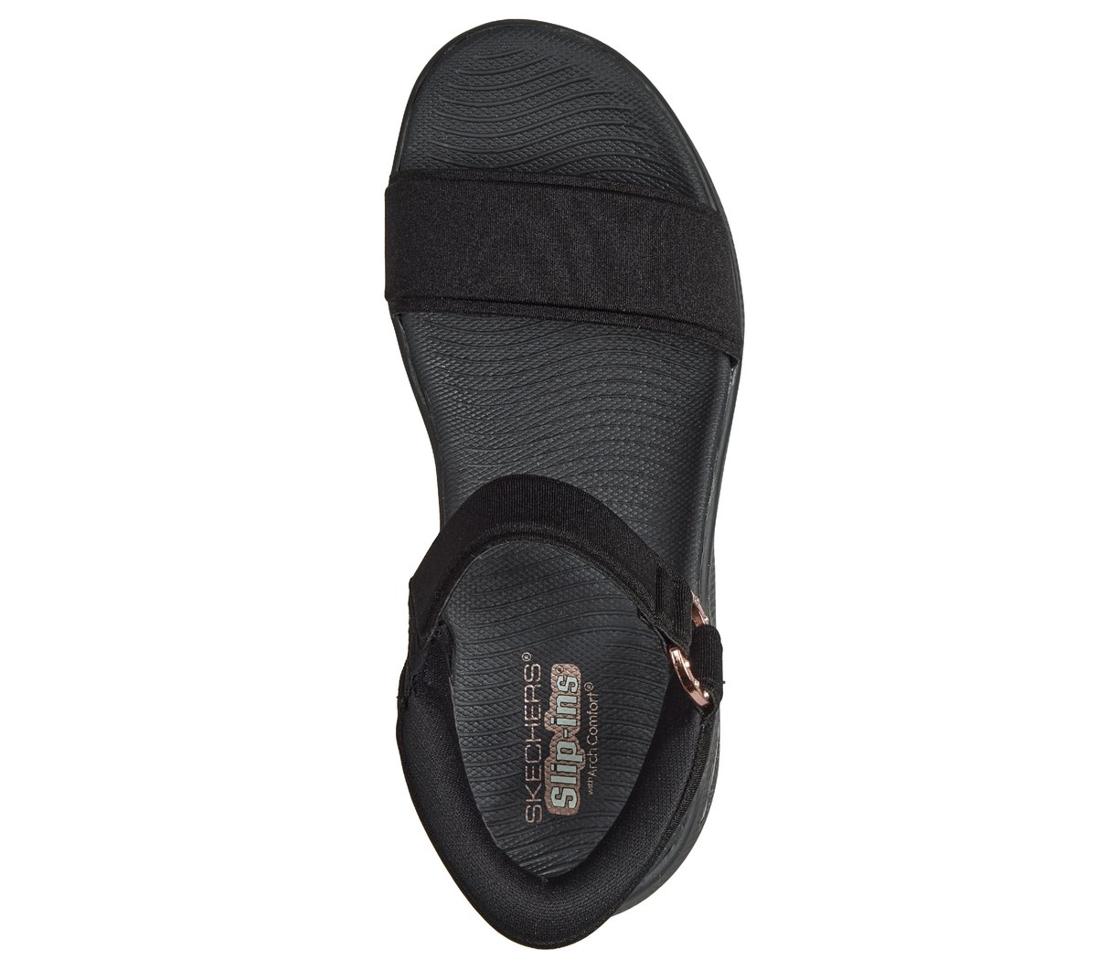Skechers Slip-ins: GO WALK Massage Fit Sandal - Darcy — BLACK / ROSE GOLD