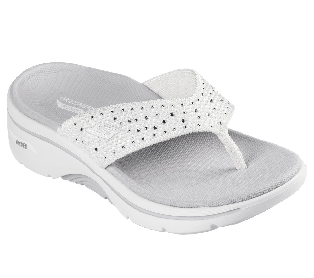 GO WALK Arch Fit 2.0 Sandal - Claire — WHITE / SILVER