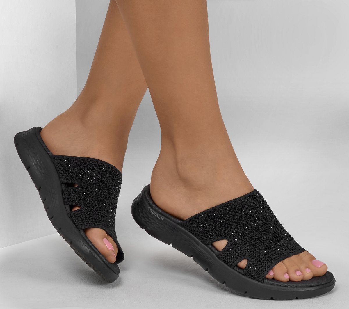 GO WALK Flex Sandal - Glitz — BLACK