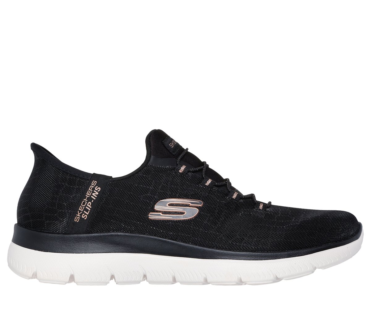 Skechers Slip-ins: Summits - Classy Night — BLACK / ROSE GOLD