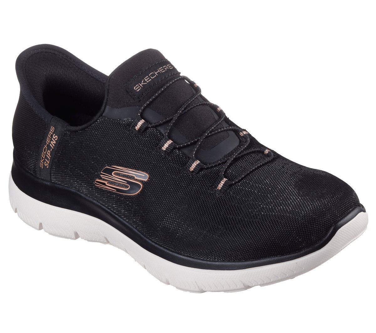 Skechers Slip-ins: Summits - Classy Night — BLACK / ROSE GOLD