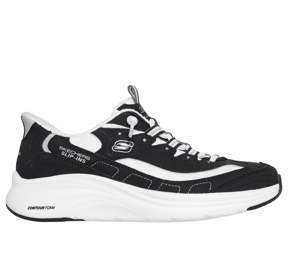 Skechers Slip-ins: Contour Foam - Cozy Fit Sweet Nostalgia — BLACK / WHITE