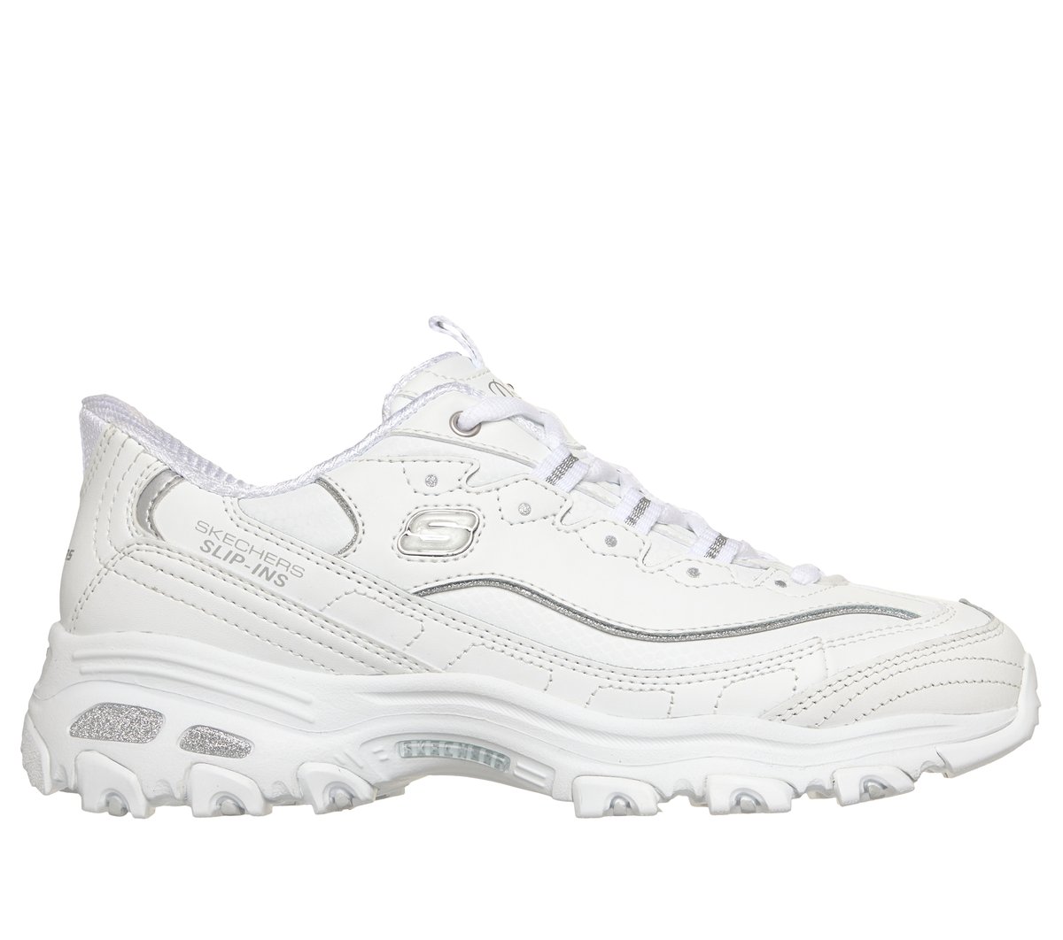 Skechers Slip-ins: D'Lites - Winning Choice — WHITE / SILVER