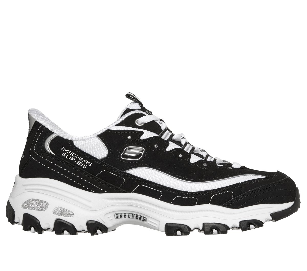 Skechers Slip-ins: D'Lites - Fan Girl — BLACK / WHITE