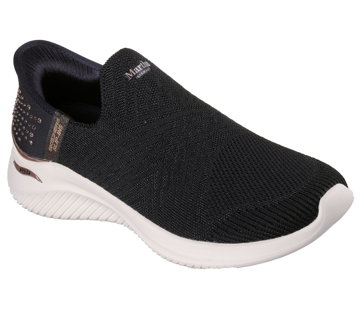 Skechers Slip-ins Martha Stewart: Arch Fit Ultra Flex 3.0 - Brilliant Diamond — BLACK / ROSE GOLD