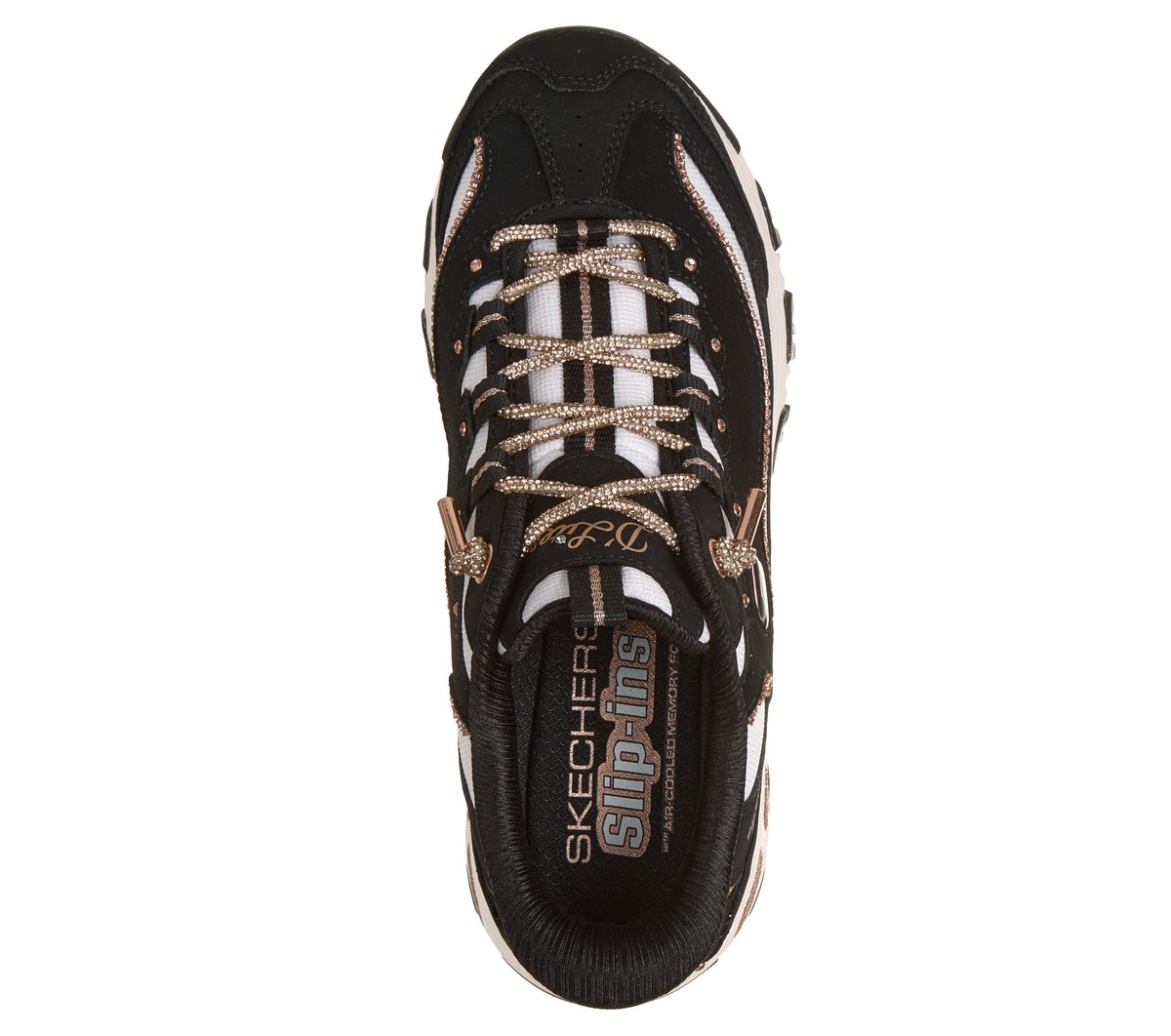 Skechers Slip-ins: D'Lites - Show Time — BLACK / ROSE GOLD