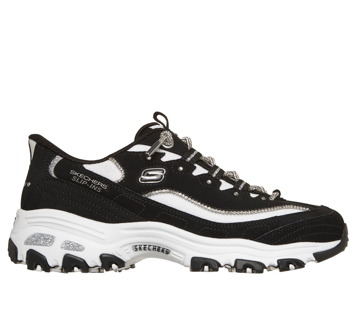 Skechers Slip-ins: D'Lites - Show Time — BLACK / WHITE