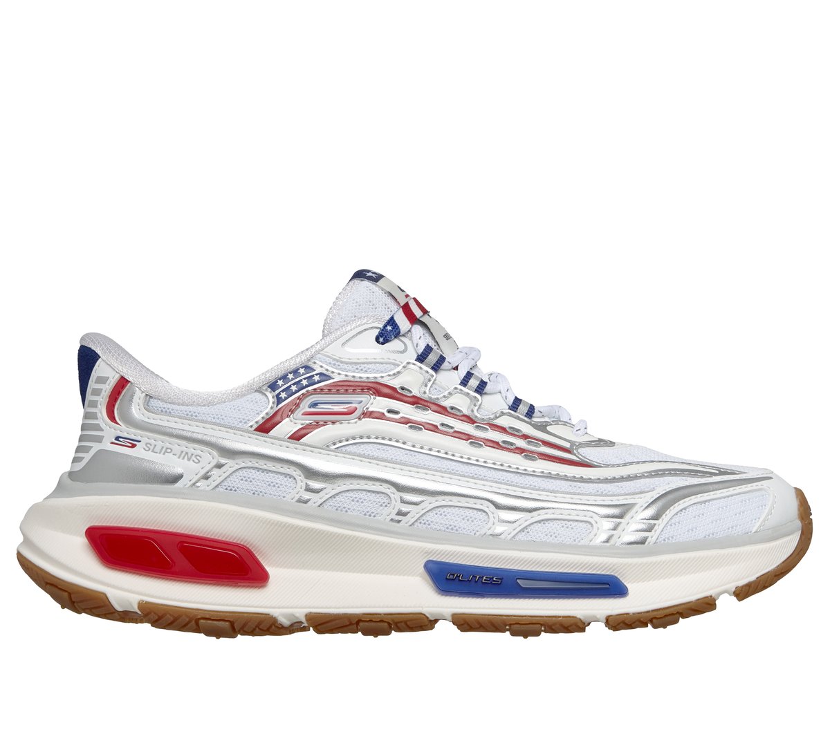 Skechers Slip-ins: Arch Fit D'Lites 330 - Star Line — WHITE / NAVY