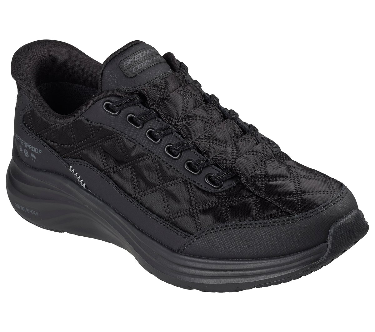 Skechers Slip-ins Waterproof: Contour Foam - Cozy Fit Misty Veil — BLACK