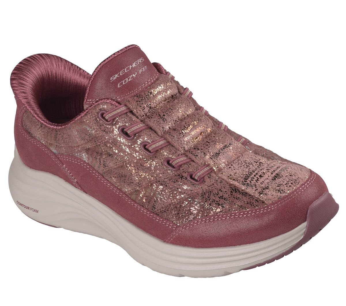 Skechers Slip-ins: Contour Foam - Cozy Fit Dazzling Stride — BURGUNDY