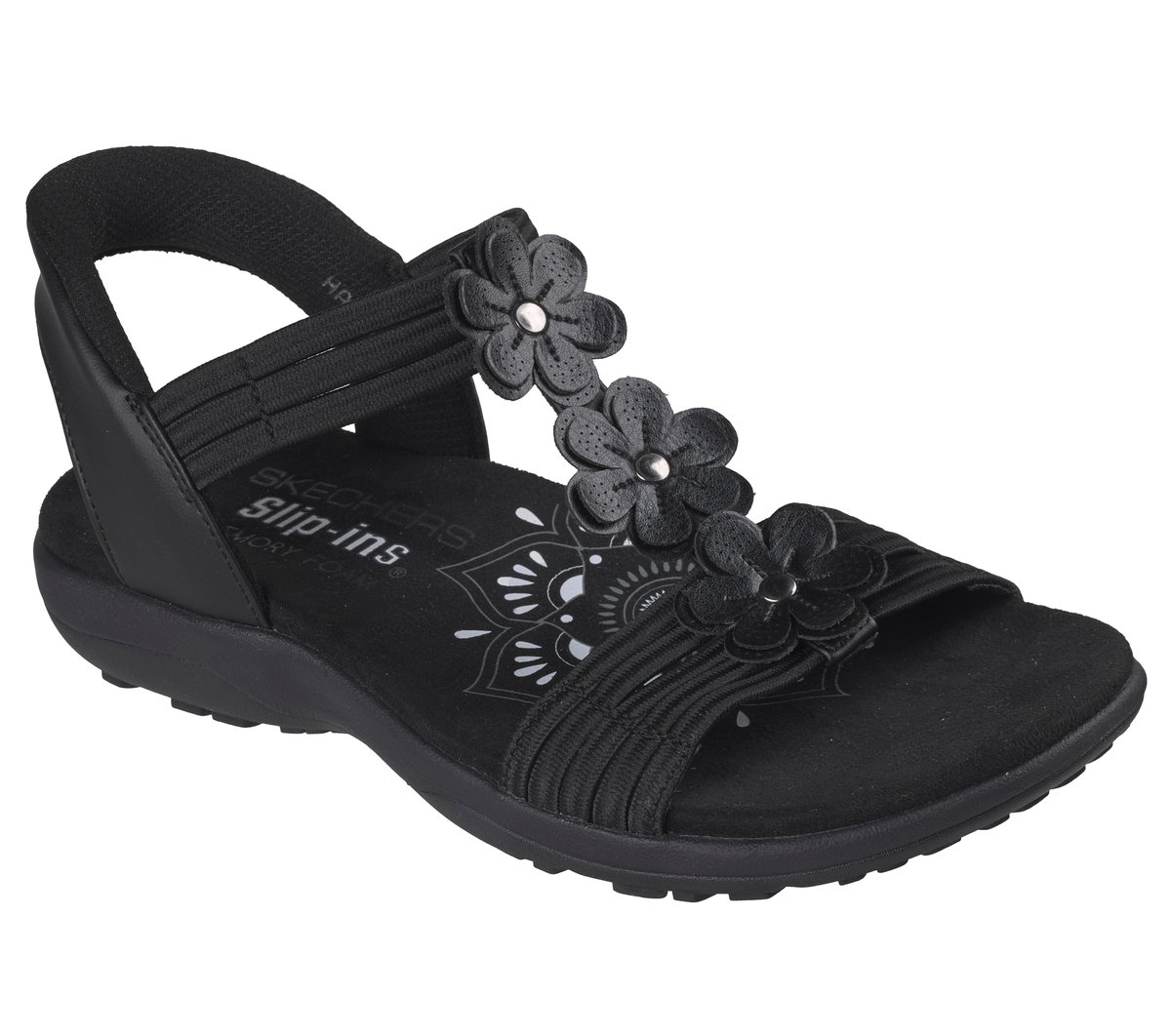 Skechers Slip-ins: Reggae Slim - Blooming Romance — BLACK