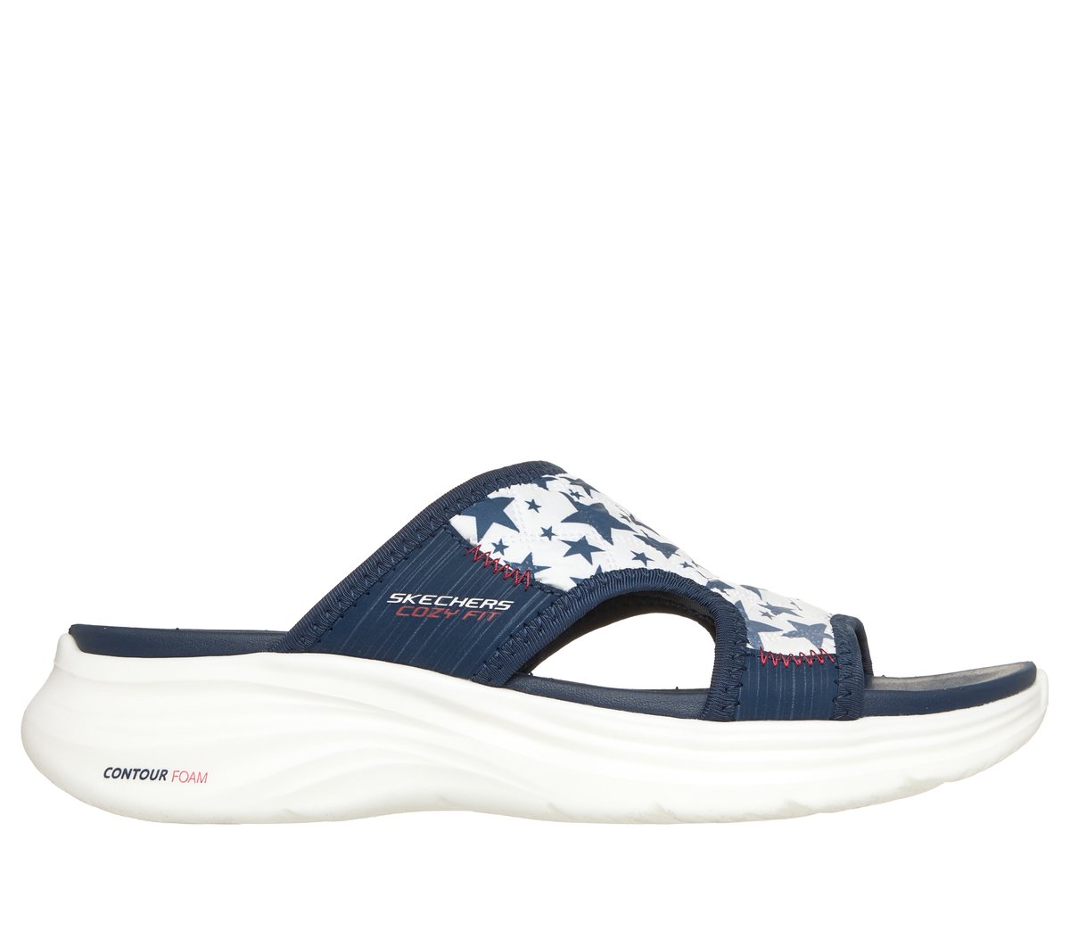 Contour Foam Sandal - Cozy Fit Americana Aura — WHITE / NAVY