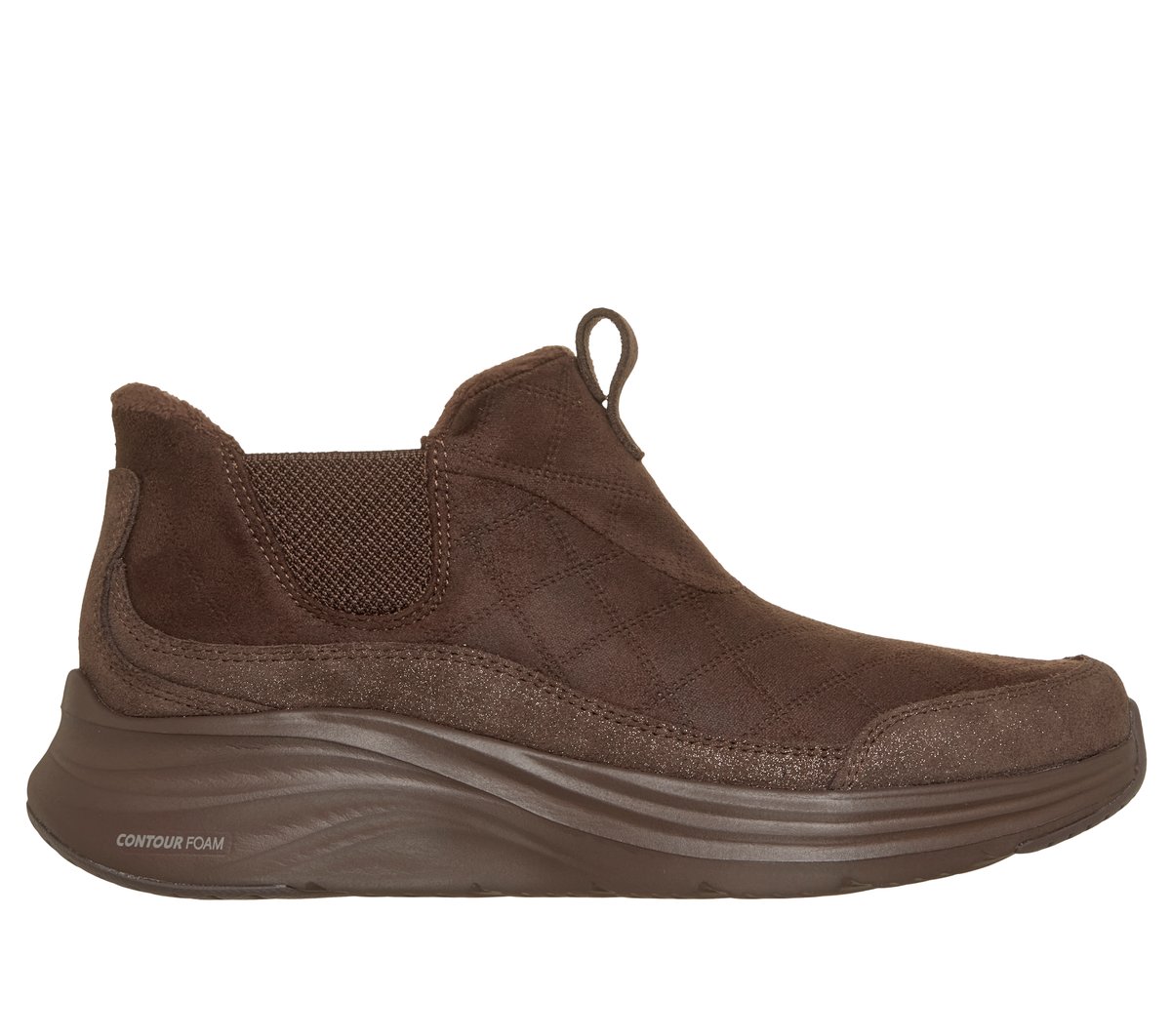 Skechers Slip-ins Relaxed Fit: Contour Foam Boot - Cozy Fit Dash — CHOCOLATE