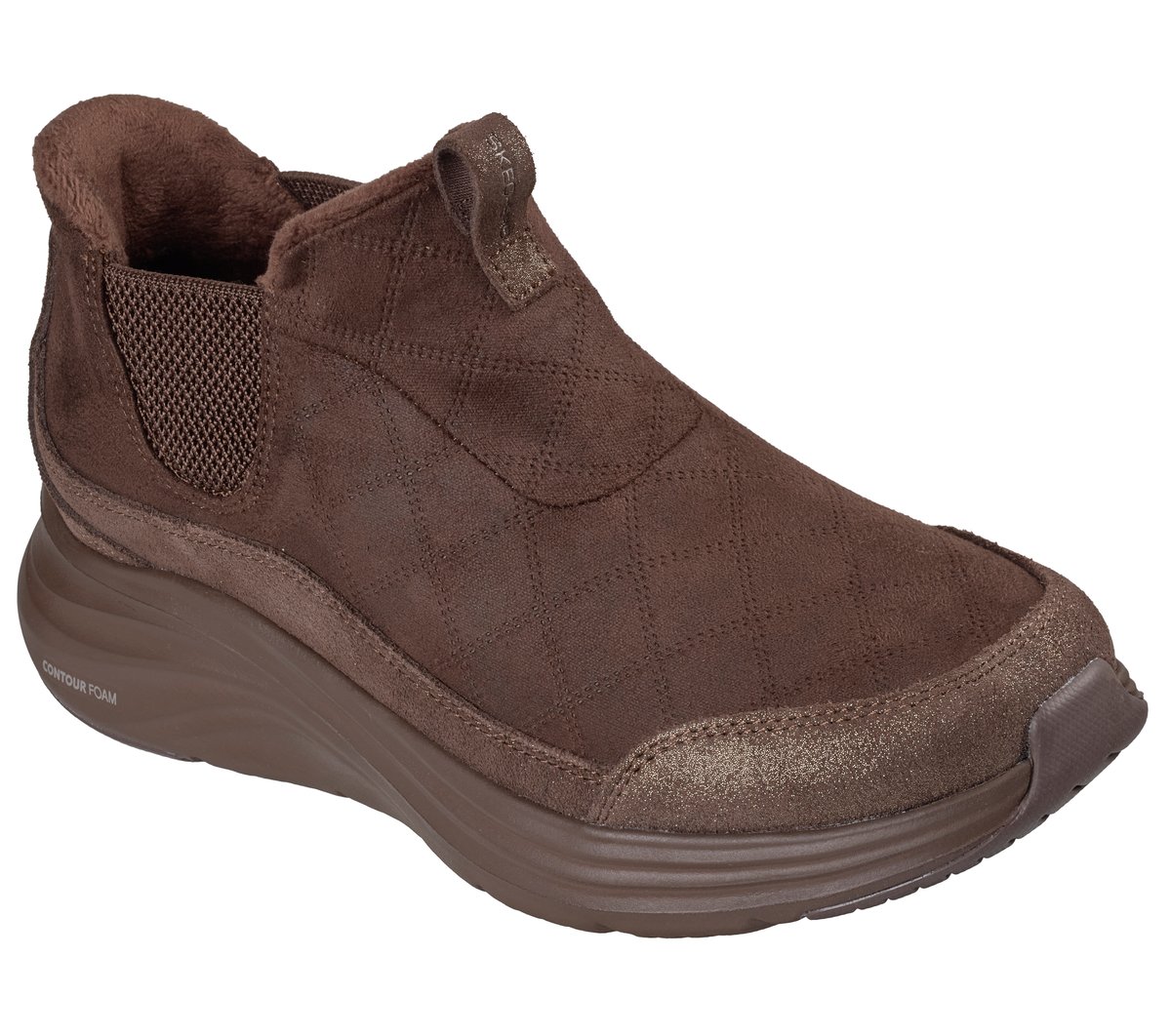 Skechers Slip-ins Relaxed Fit: Contour Foam Boot - Cozy Fit Dash — CHOCOLATE