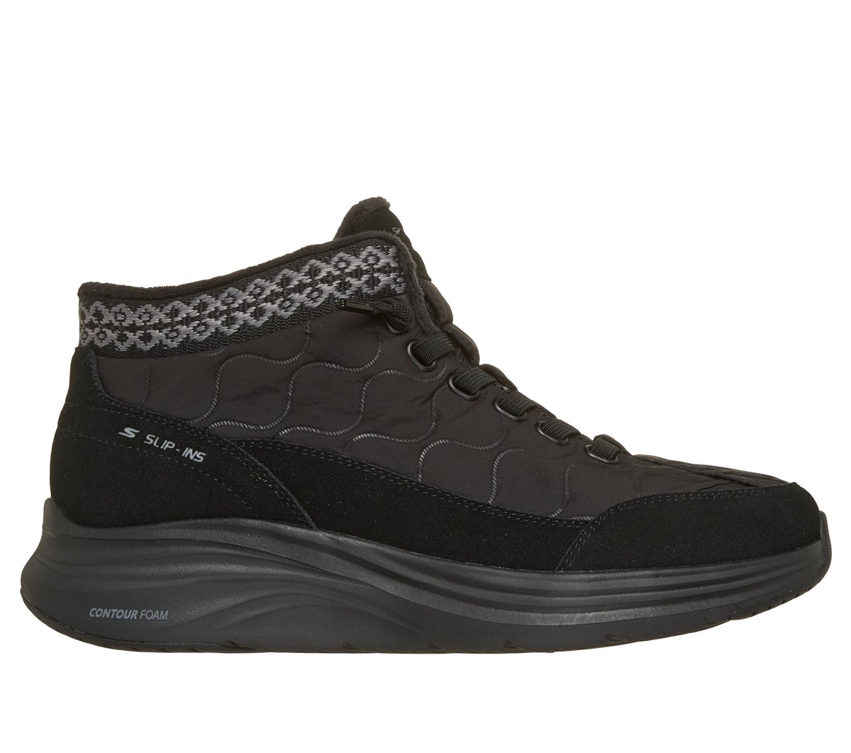 Skechers Slip-ins Relaxed Fit: Contour Foam Boot - Cozy Fit Serene — BLACK