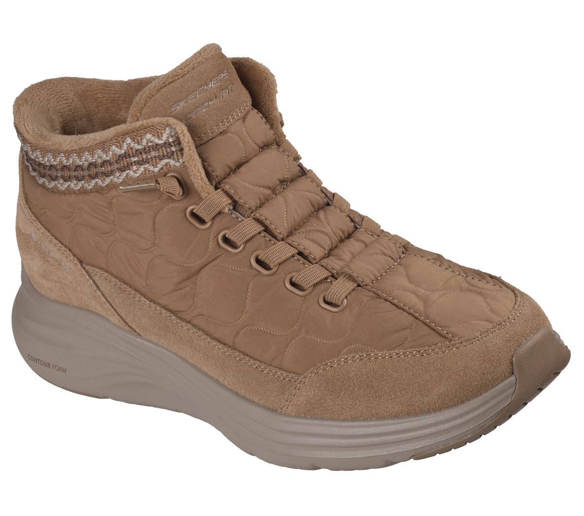 Skechers Slip-ins Relaxed Fit: Contour Foam Boot - Cozy Fit Serene — CHESTNUT